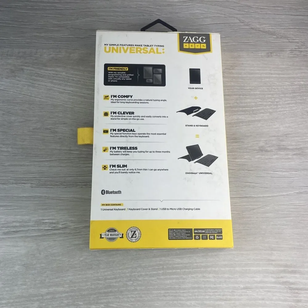 ZAGG keys Universal Keyboard Case & Stand for iPad & Samsung Tablet - Black